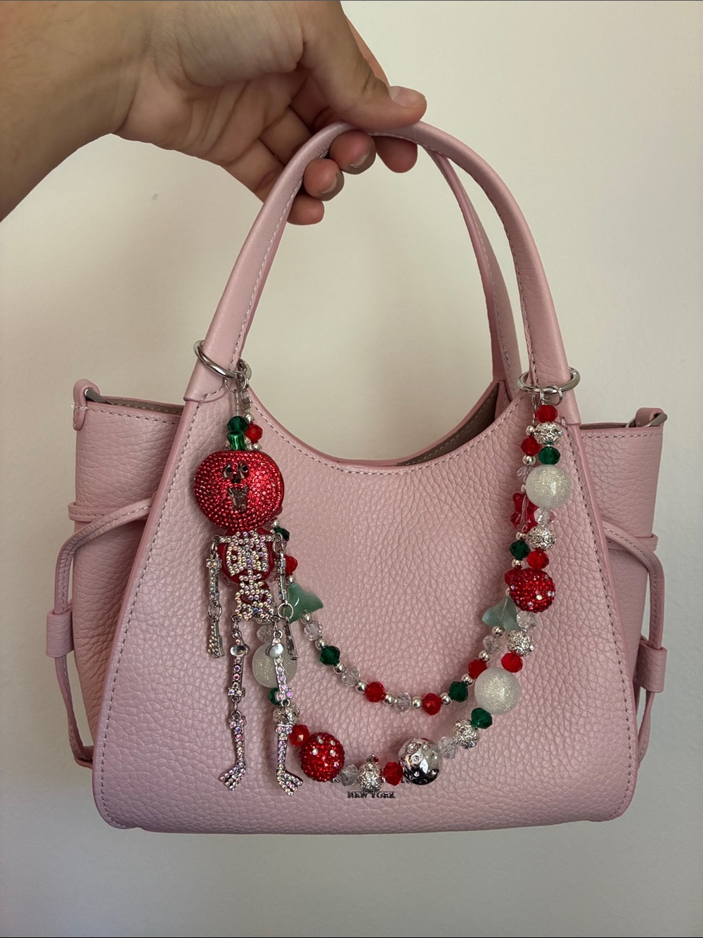 Halloween Beaded Red & Green Holiday Bag Chain Charm Keychain